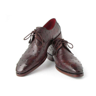 Paul Parkman Handmade Designer Shoes Men's Handmade Designer Shoes Genuine Ostrich Derby Brown Oxfords (PM5217)-AmbrogioShoes