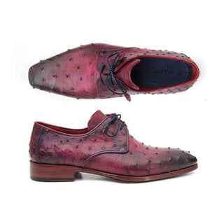 Paul Parkman Handmade Designer Shoes Men's Handmade Designer Shoes Genuine Ostrich Derby Pink Lilac Oxfords (PM5205)-AmbrogioShoes