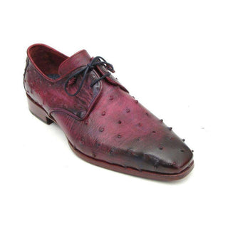 Paul Parkman Handmade Shoes Men's Handmade Shoes Genuine Ostrich Derby Pink Lilac Oxfords (PM5205)-AmbrogioShoes