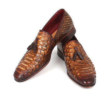 Paul Parkman Handmade Shoes Mens Handmade Shoes Genuine Skin Tassel Camel Loafers (PM5241)-AmbrogioShoes