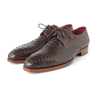 Paul Parkman Handmade Shoes Men's Handmade Shoes Genuine Snake Skin Derby Brown Oxfords (PM4023)-AmbrogioShoes