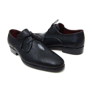 Paul Parkman Handmade Shoes Men's Handmade Shoes Genuine Stingray Goodyear Welted Derby Black Oxfords (PM4000)-AmbrogioShoes