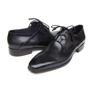 Paul Parkman Handmade Shoes Men's Handmade Shoes Ghillie Lacing Plain Toe Black Oxfords (PM5242)-AmbrogioShoes