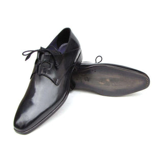 Paul Parkman Handmade Shoes Men's Handmade Shoes Ghillie Lacing Plain Toe Black Oxfords (PM5242)-AmbrogioShoes