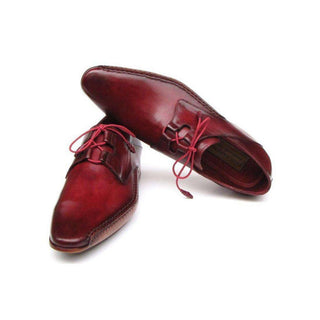 Paul Parkman Handmade Designer Shoes Men's Handmade Designer Shoes Ghillie Lacing Side Handsewn Dress Burgundy Oxfords (PM5243)-AmbrogioShoes