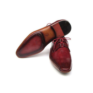 Paul Parkman Handmade Shoes Men's Handmade Shoes Ghillie Lacing Side Handsewn Dress Burgundy Oxfords (PM5243)-AmbrogioShoes