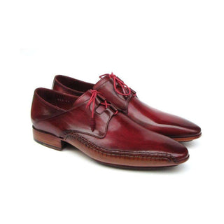 Paul Parkman Handmade Shoes Men's Handmade Shoes Ghillie Lacing Side Handsewn Dress Burgundy Oxfords (PM5243)-AmbrogioShoes