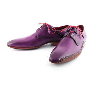 Paul Parkman Handmade Designer Shoes Men's Handmade Designer Shoes Ghillie Lacing Side Handsewn Dress Purple Oxfords (PM5244)-AmbrogioShoes