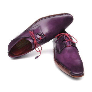 Paul Parkman Handmade Shoes Men's Handmade Shoes Ghillie Lacing Side Handsewn Dress Purple Oxfords (PM5244)-AmbrogioShoes