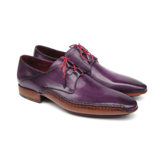 Paul Parkman Handmade Designer Shoes Men's Handmade Designer Shoes Ghillie Lacing Side Handsewn Dress Purple Oxfords (PM5244)-AmbrogioShoes