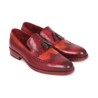 Paul Parkman Handmade Designer Shoes Men's Handmade Designer Shoes Kiltie Tassel Red Tobacco Burgundy Loafers (PM5204)-AmbrogioShoes