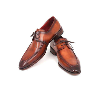 Paul Parkman Handmade Designer Shoes Men's Handmade Designer Shoes Leather Apron Derby Brown Oxfords (PM4002)-AmbrogioShoes