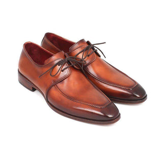 Paul Parkman Handmade Shoes Men's Handmade Shoes Leather Apron Derby Brown Oxfords (PM4002)-AmbrogioShoes