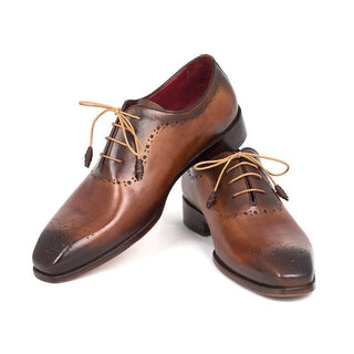 Paul Parkman Handmade Designer Shoes Men's Handmade Designer Shoes Medallion Toe Leather Brown / Camel Oxfords (PM4031)-AmbrogioShoes
