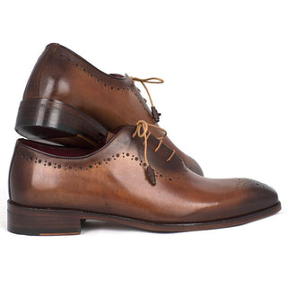 Paul Parkman Handmade Designer Shoes Men's Handmade Designer Shoes Medallion Toe Leather Brown / Camel Oxfords (PM4031)-AmbrogioShoes