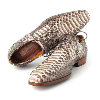 Paul Parkman Handmade Shoes Men's Handmade Shoes Snake Skin Ghillie Lacing Natural / White Oxfords (PM4030)-AmbrogioShoes