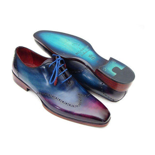 Paul Parkman Handmade Designer Shoes Men's Handmade Designer Shoes Wingtip Blue / Purple Oxfords (PM4004)-AmbrogioShoes