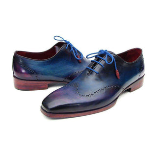 Paul Parkman Handmade Designer Shoes Men's Handmade Designer Shoes Wingtip Blue / Purple Oxfords (PM4004)-AmbrogioShoes