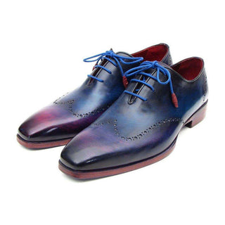 Paul Parkman Handmade Designer Shoes Men's Handmade Designer Shoes Wingtip Blue / Purple Oxfords (PM4004)-AmbrogioShoes