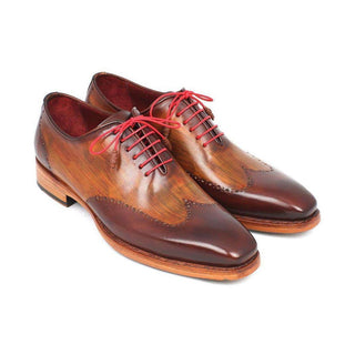 Paul Parkman Handmade Designer Shoes Men's Handmade Designer Shoes Wingtip Oxfords Goodyear Welted Brown Camel Oxfords (PM5249)-AmbrogioShoes