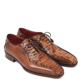 Paul Parkman Handmade Shoes Mens Handmade Exotic Skin Brown & Tobacco Oxfords (PM1109)-AmbrogioShoes