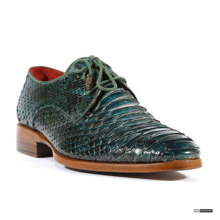 Paul Parkman Handmade Shoes Mens Handmade Green Snake Skin Derbys (PM1111)-AmbrogioShoes