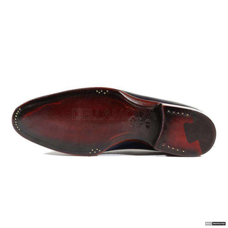 Paul Parkman Handmade Shoes Mens Handmade Kiltie Tassel Dark Blue Loafers (PM1115)-AmbrogioShoes