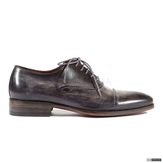 Paul Parkman Handmade Shoes Mens Handmade Stitched Upper Captoe Black & Gray Oxfords (PM1106)-AmbrogioShoes