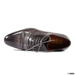 Paul Parkman Handmade Shoes Mens Handmade Stitched Upper Captoe Black & Gray Oxfords (PM1106)-AmbrogioShoes