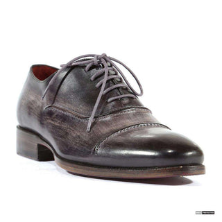 Paul Parkman Handmade Shoes Mens Handmade Stitched Upper Captoe Black & Gray Oxfords (PM1106)-AmbrogioShoes