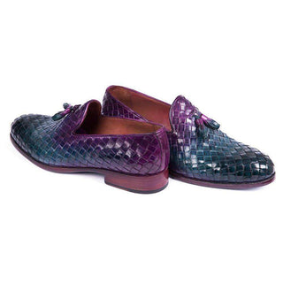 Paul Parkman Handmade Shoes Mens Multi Woven Calfskin Tassel Loafers (PM5808)-AmbrogioShoes