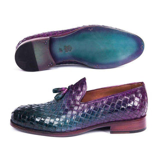 Paul Parkman Handmade Shoes Mens Multi Woven Calfskin Tassel Loafers (PM5808)-AmbrogioShoes