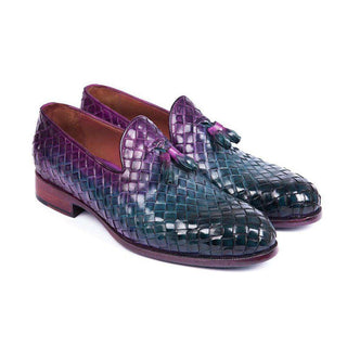 Paul Parkman Handmade Shoes Mens Multi Woven Calfskin Tassel Loafers (PM5808)-AmbrogioShoes