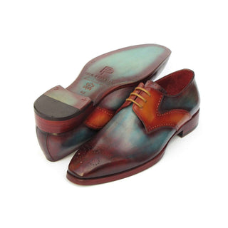 Paul Parkman Handmade Shoes Men's Multi-color Calf-skin Leather Medallion Toe Derby Oxfords 6584-MIX (PM5912)-AmbrogioShoes