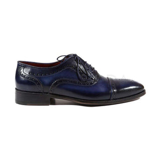 Paul Parkman Handmade Shoes Men's Navy Cap Toe Oxfords (PM2006)-AmbrogioShoes
