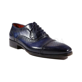 Paul Parkman Handmade Shoes Men's Navy Cap Toe Oxfords (PM2006)-AmbrogioShoes