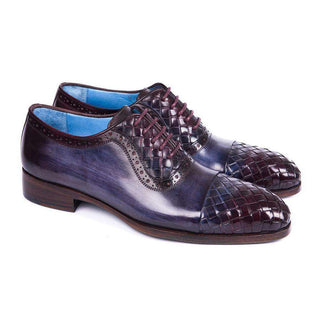 Paul Parkman Handmade Shoes Mens Navy & Purple Woven Calfskin Captoe Oxfords(PM5812)-AmbrogioShoes