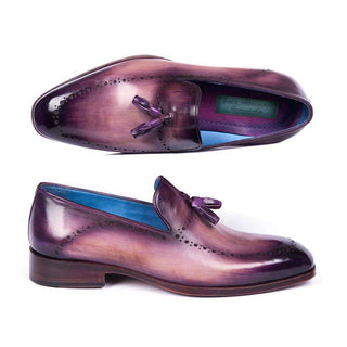 Paul Parkman Handmade Shoes Mens Purple Calfskin Tassel Loafers (PM5811)-AmbrogioShoes