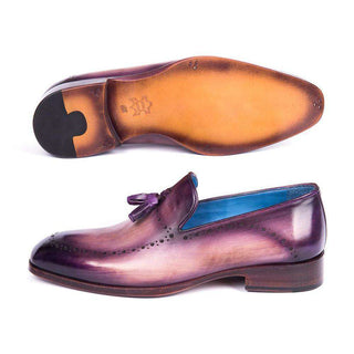 Paul Parkman Handmade Shoes Mens Purple Calfskin Tassel Loafers (PM5811)-AmbrogioShoes