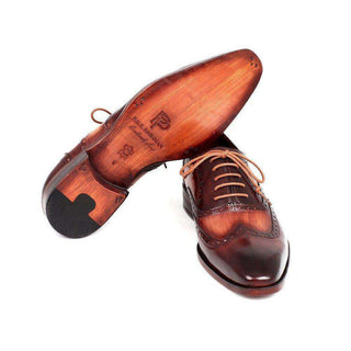 Paul Parkman Handmade Shoes Men's Two Tone Wingtip Oxfords (PM5454)-AmbrogioShoes