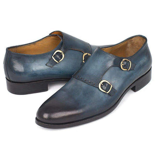 Paul Parkman Handmade Shoes Navy Double Monkstrap Loafers (PM5410)-AmbrogioShoes