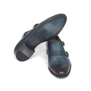 Paul Parkman Handmade Shoes Navy Double Monkstrap Loafers (PM5410)-AmbrogioShoes