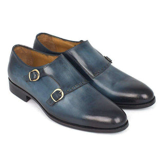 Paul Parkman Handmade Shoes Navy Double Monkstrap Loafers (PM5410)-AmbrogioShoes