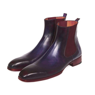 Paul Parkman Handmade Shoes Navy & Purple Chelsea Boots (PM5602)-AmbrogioShoes