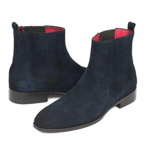 Paul Parkman Handmade Shoes Navy Suede Chelsea Boots (PM5470)-AmbrogioShoes