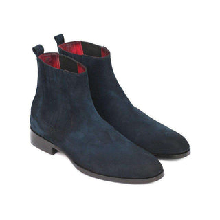 Paul Parkman Handmade Shoes Navy Suede Chelsea Boots (PM5470)-AmbrogioShoes