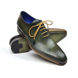 Paul Parkman Handmade Designer Shoes Opanka Construction Green Oxfords (PM5500)-AmbrogioShoes