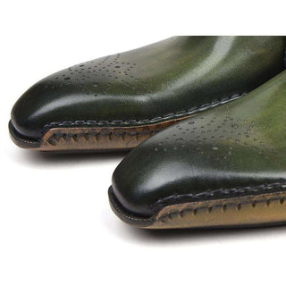 Paul Parkman Handmade Designer Shoes Opanka Construction Green Oxfords (PM5500)-AmbrogioShoes