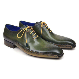 Paul Parkman Handmade Designer Shoes Opanka Construction Green Oxfords (PM5500)-AmbrogioShoes