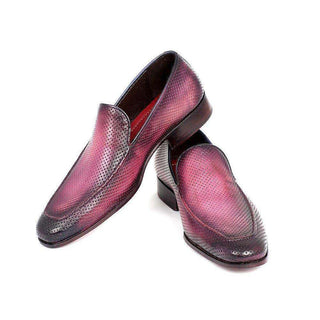 Paul Parkman Handmade Shoes Perforated Leather Purple Loafers (PM5451)-AmbrogioShoes